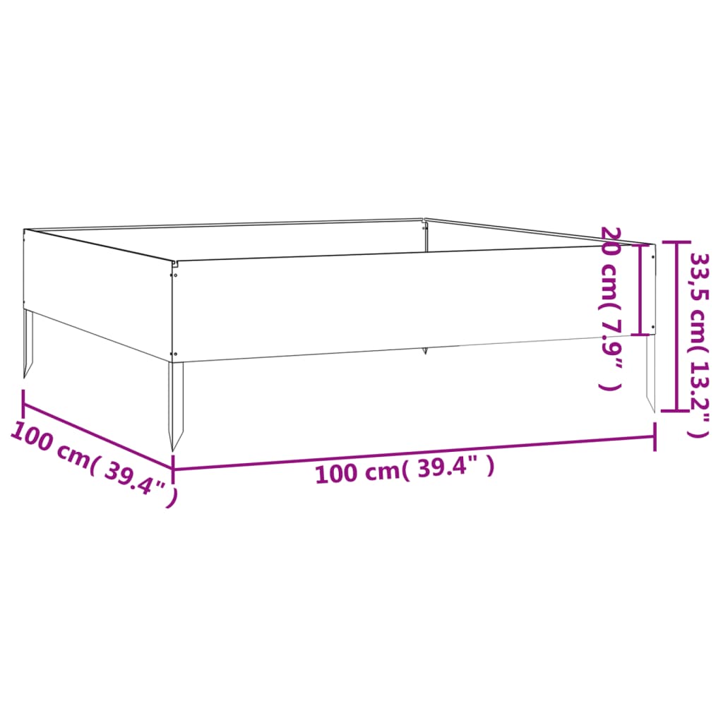 vidaXL Jardinera acero corten 100x100x33,5 cm