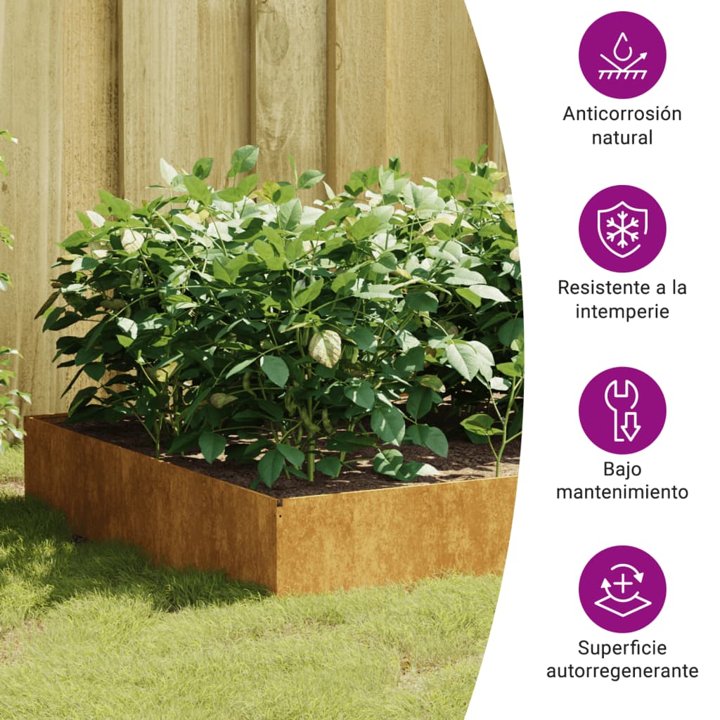 vidaXL Jardinera acero corten 100x100x33,5 cm