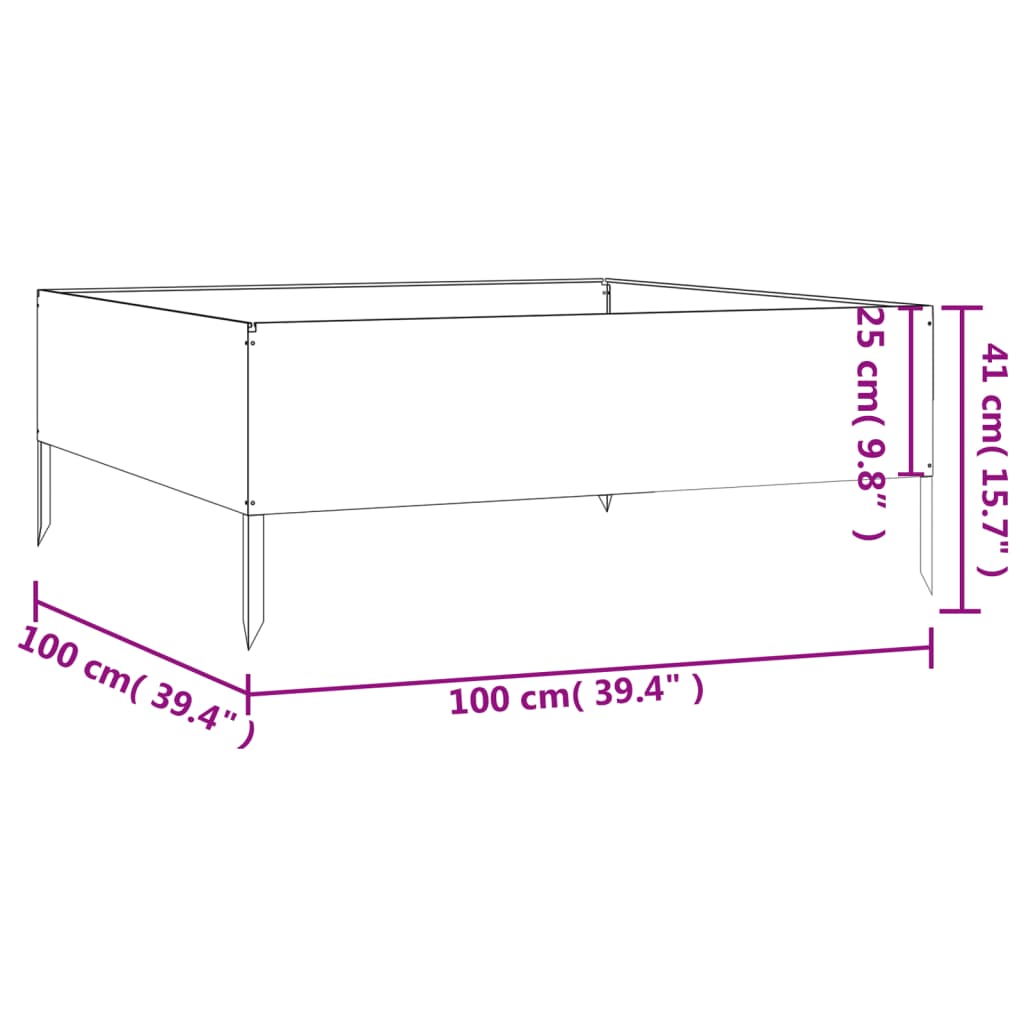 vidaXL Jardinera acero corten 100x100x41 cm