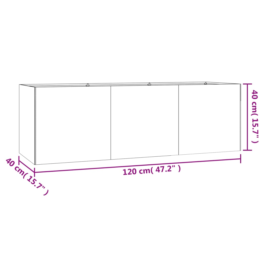 vidaXL Jardinera acero corten 120x40x40 cm