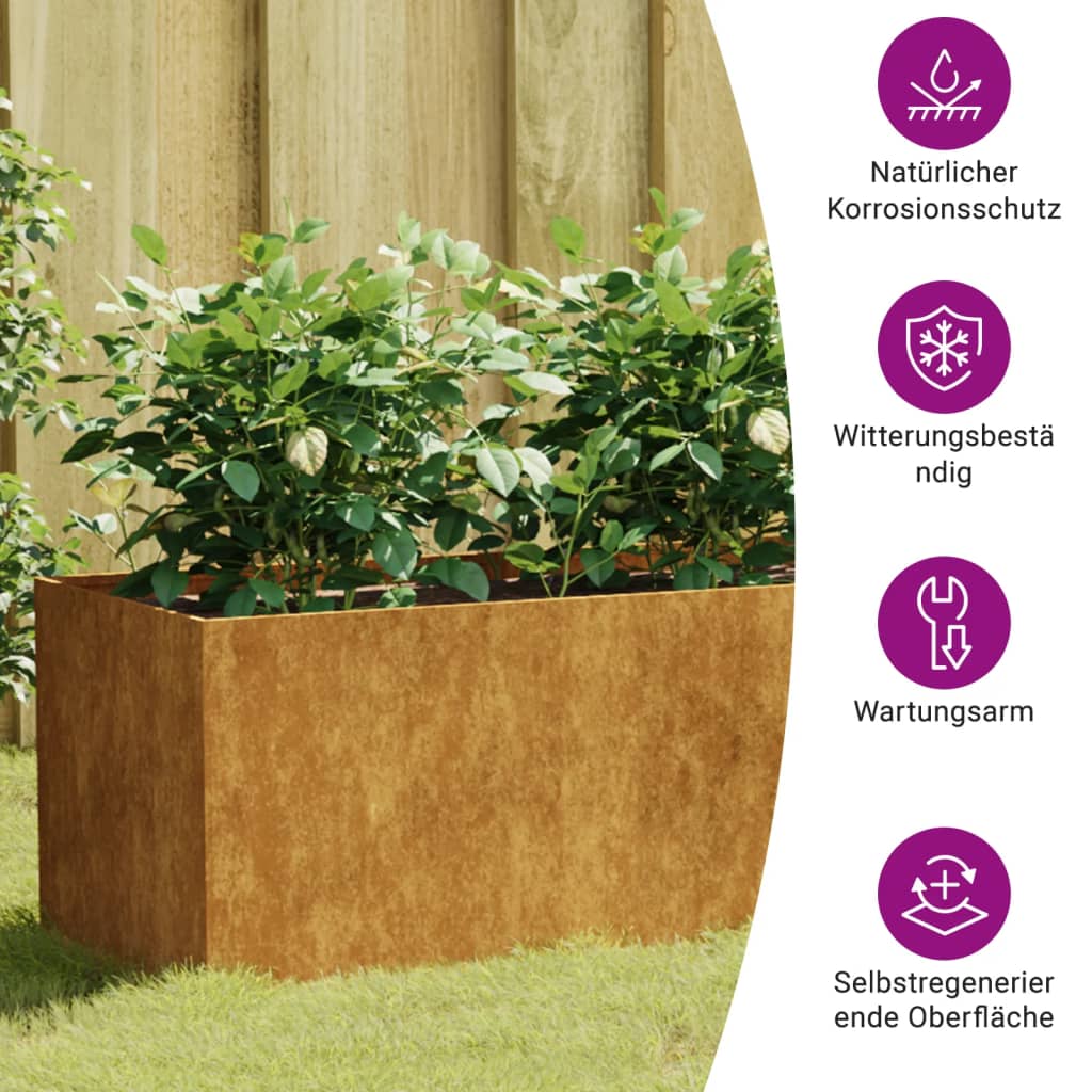 vidaXL Jardinera acero corten 200x40x40 cm