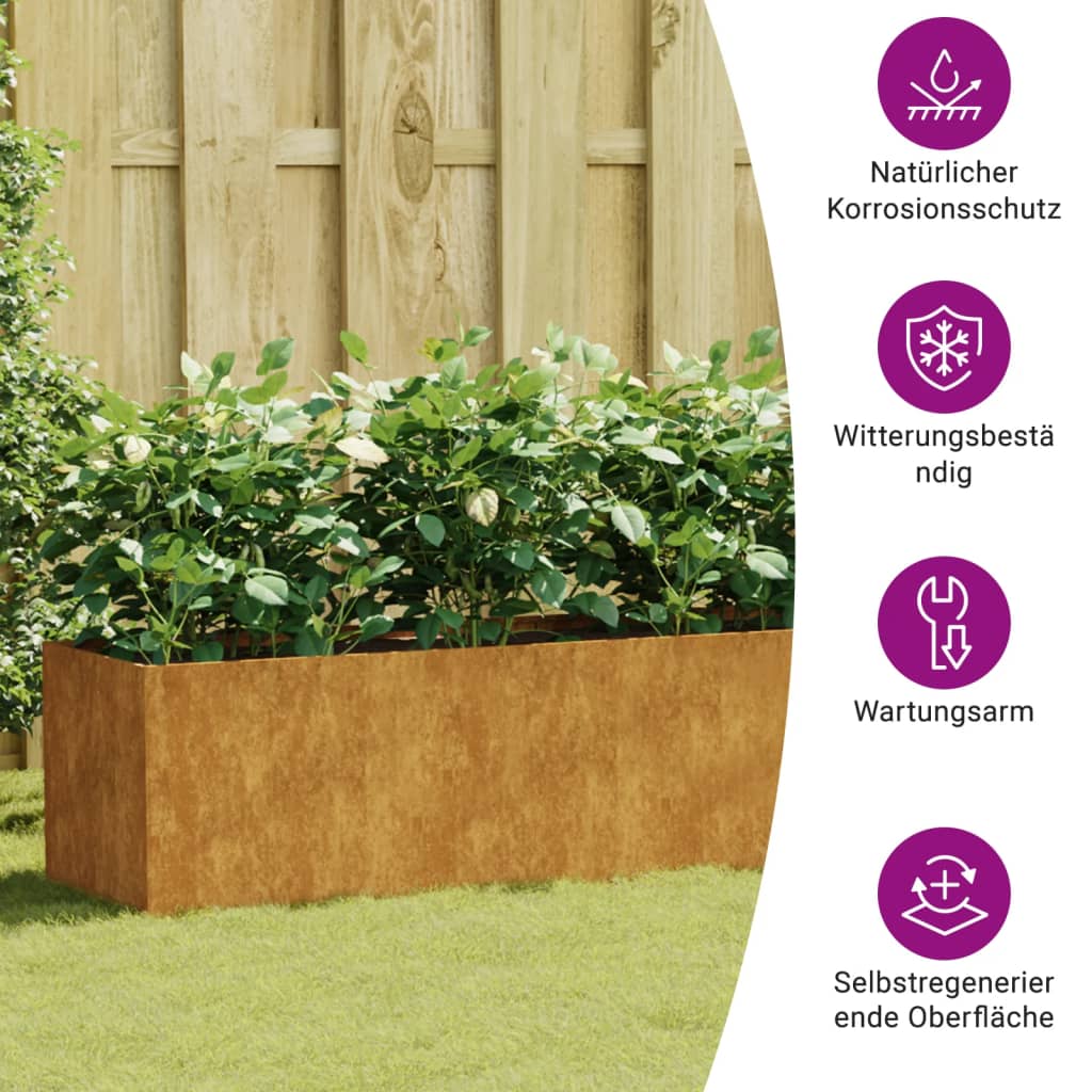 vidaXL Jardinera acero corten 280x40x40 cm