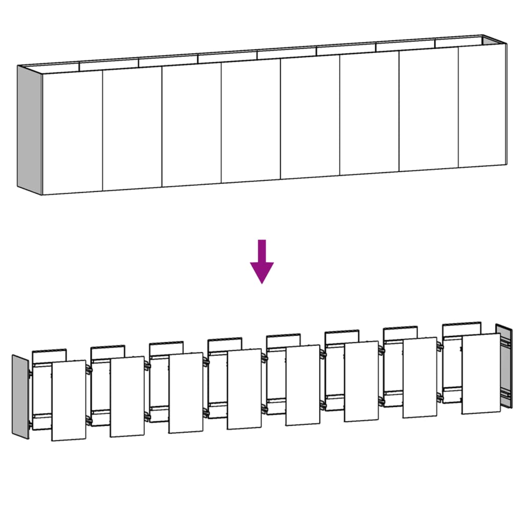vidaXL Jardinera acero corten 360x40x80 cm