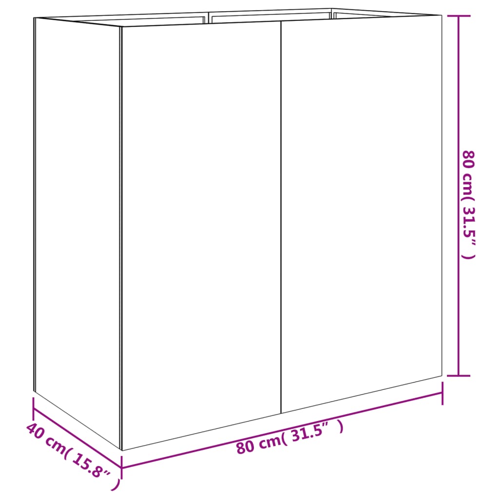 vidaXL Jardinera de acero corten 40x80x80 cm