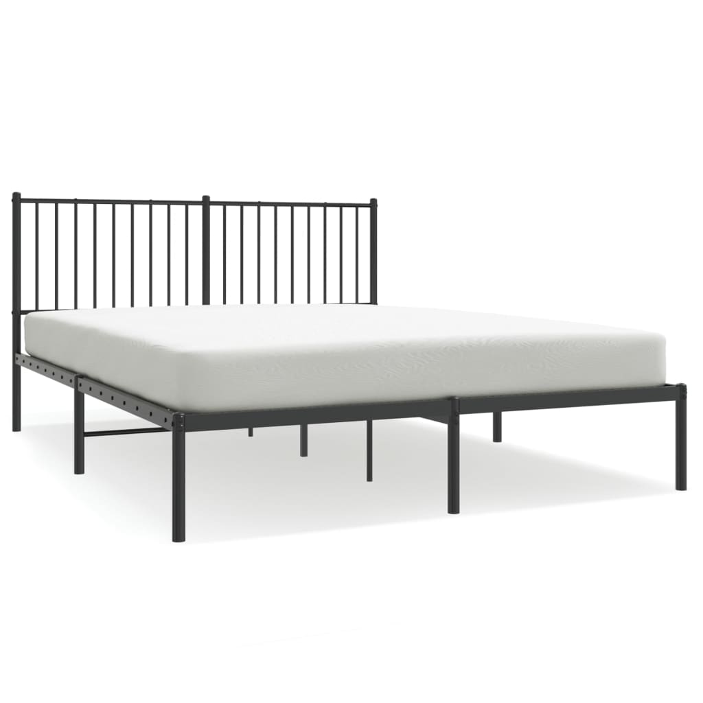 vidaXL Estructura cama sin colchón con cabecero metal negro 150x200 cm