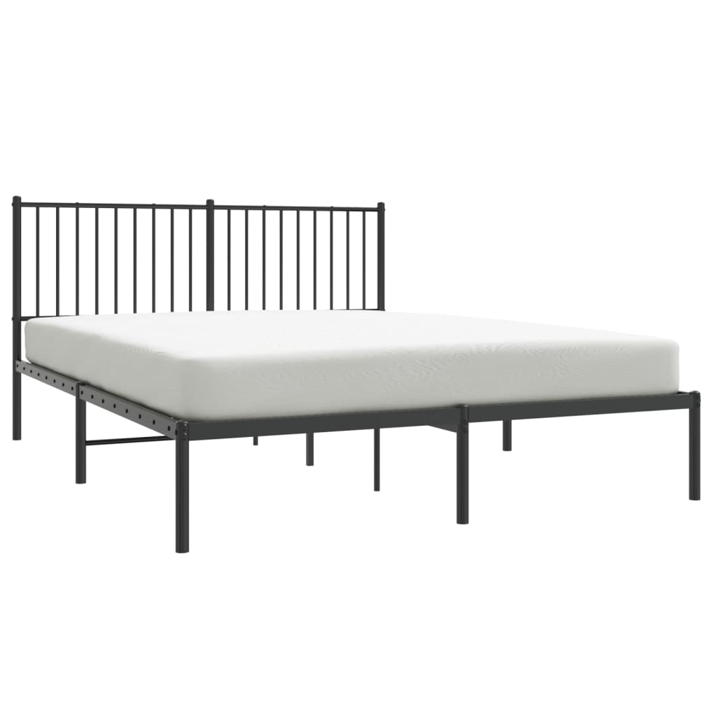 vidaXL Estructura cama sin colchón con cabecero metal negro 150x200 cm