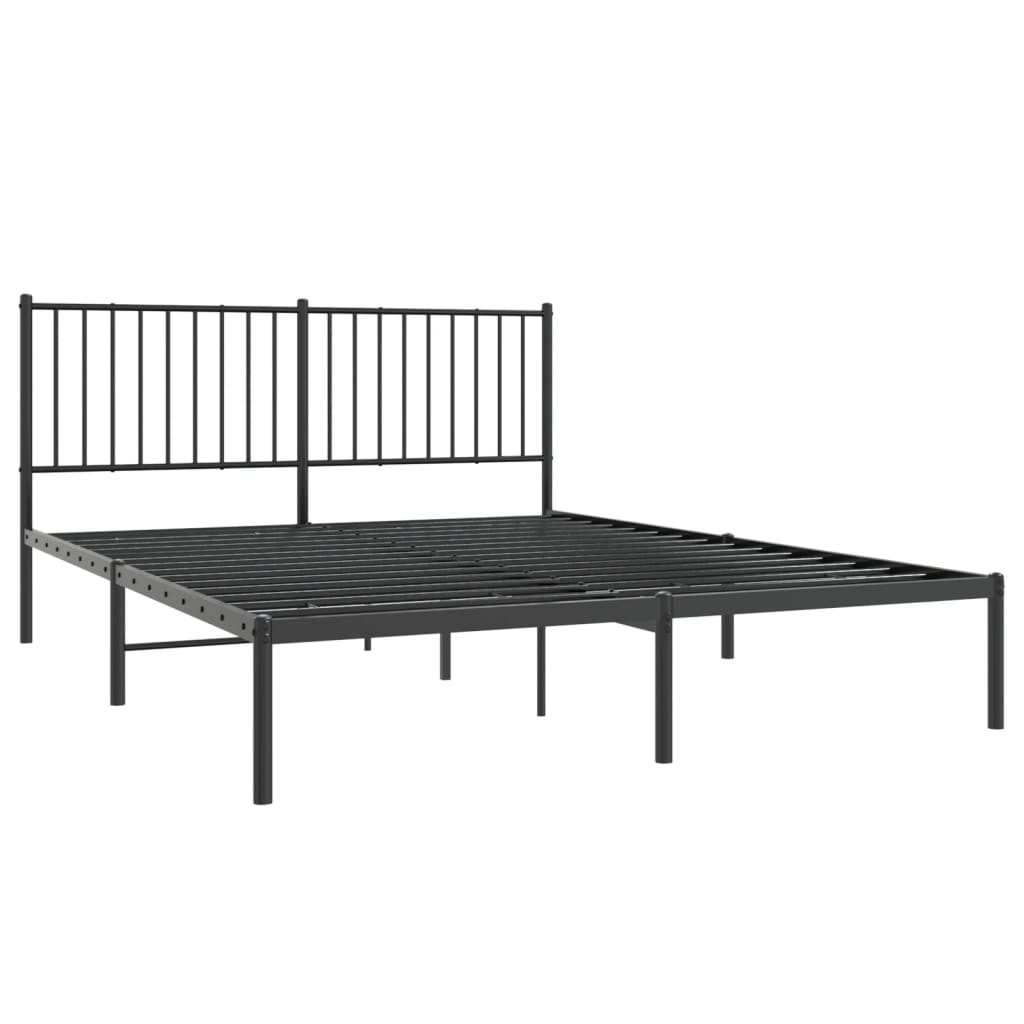 vidaXL Estructura cama sin colchón con cabecero metal negro 150x200 cm