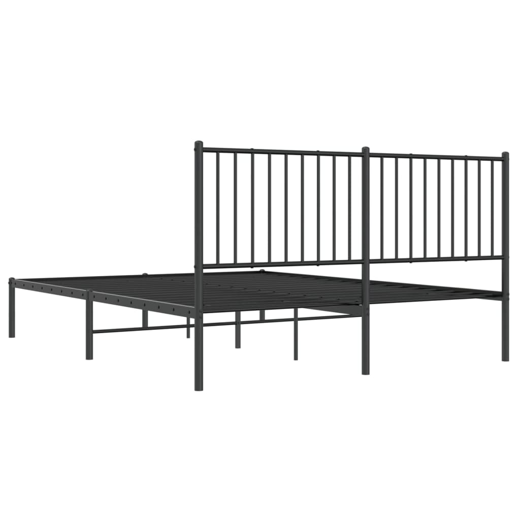 vidaXL Estructura cama sin colchón con cabecero metal negro 150x200 cm