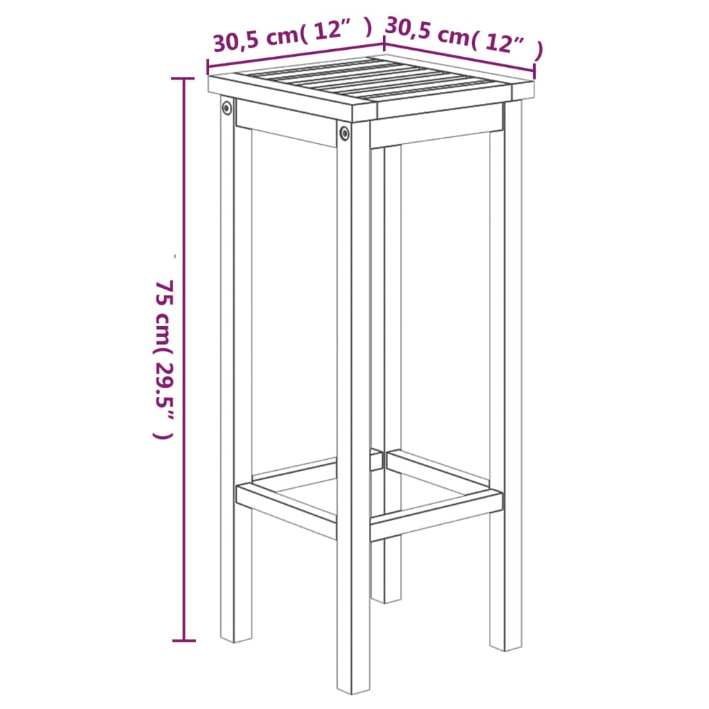 vidaXL Mesa y taburetes altos de jardín 3 pzas madera maciza acacia