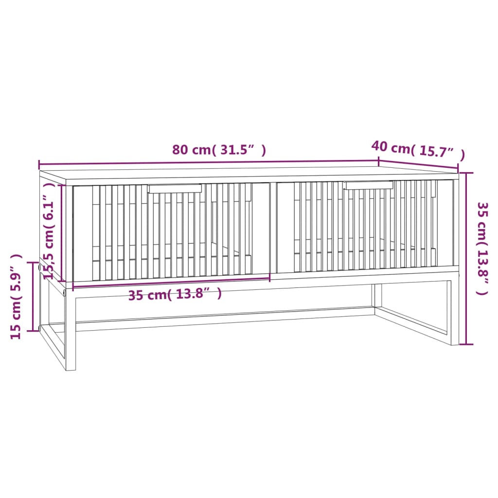 vidaXL Mesa de centro hierro y madera contrachapada blanco 80x40x35 cm