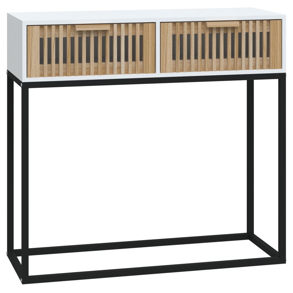 vidaXL Mesa consola hierro y madera contrachapada blanco 80x30x75 cm