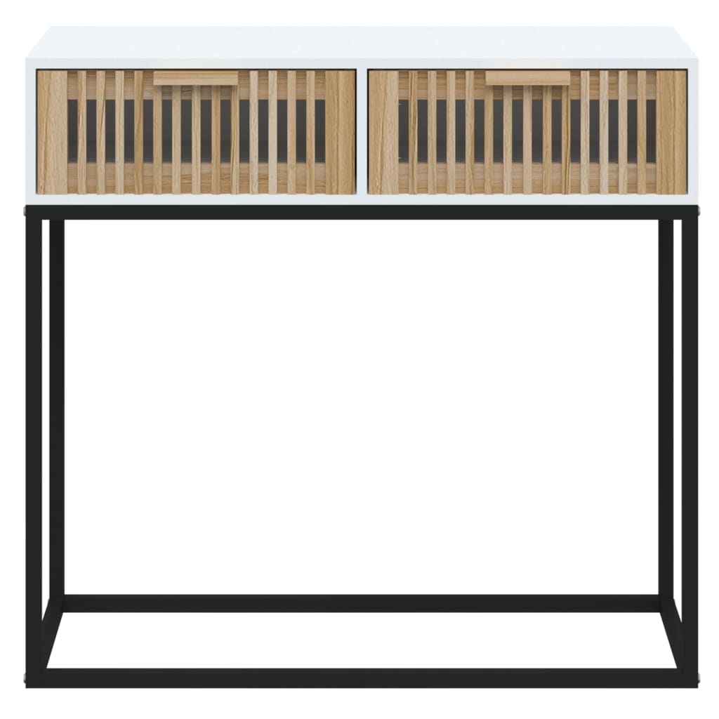 vidaXL Mesa consola hierro y madera contrachapada blanco 80x30x75 cm