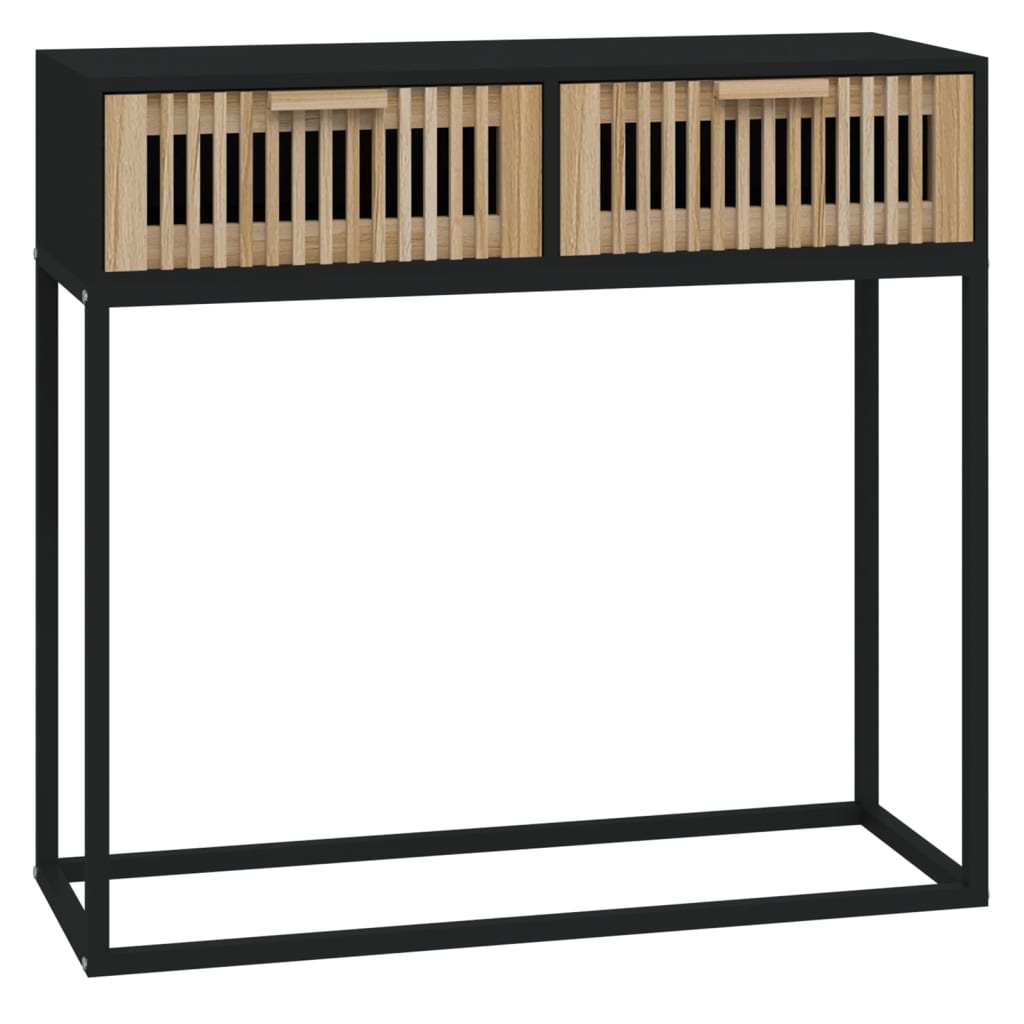 vidaXL Mesa consola hierro y madera contrachapada negro 80x30x75 cm