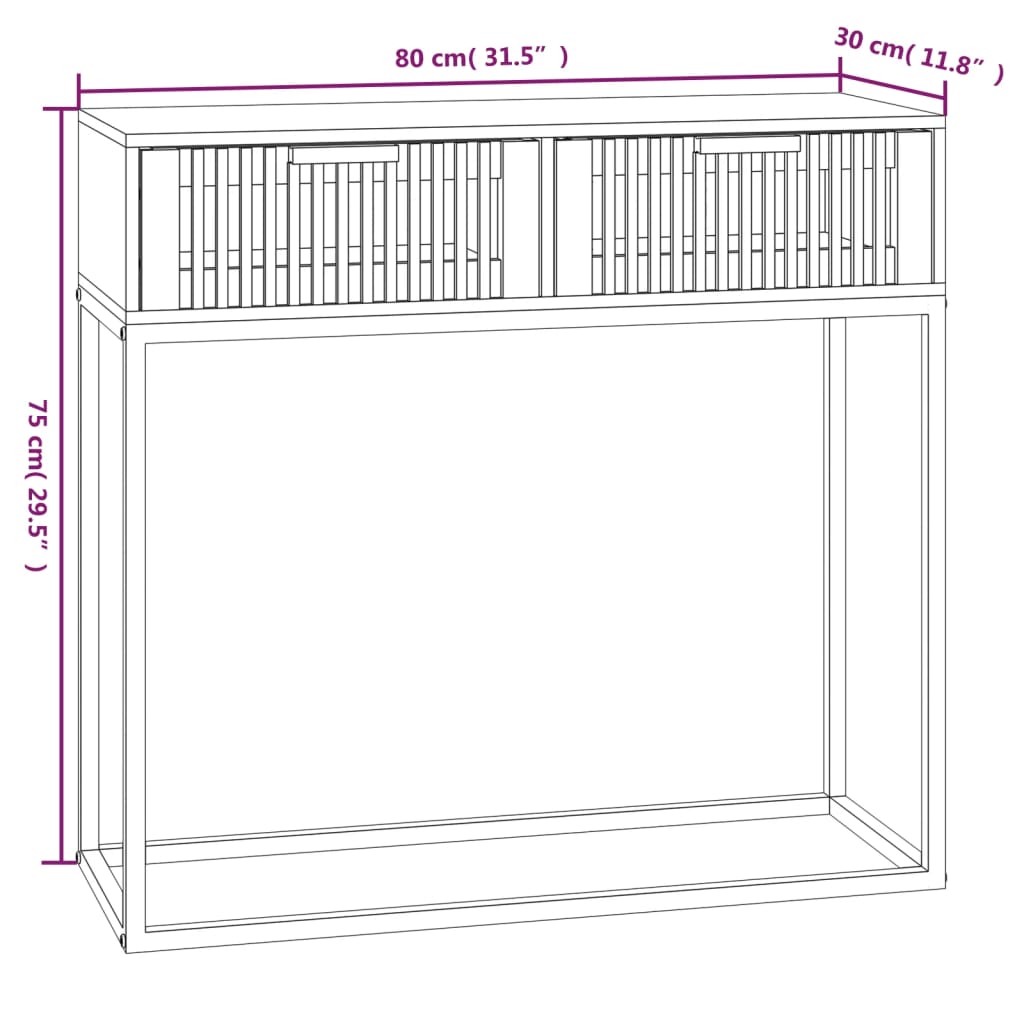 vidaXL Mesa consola hierro y madera contrachapada negro 80x30x75 cm