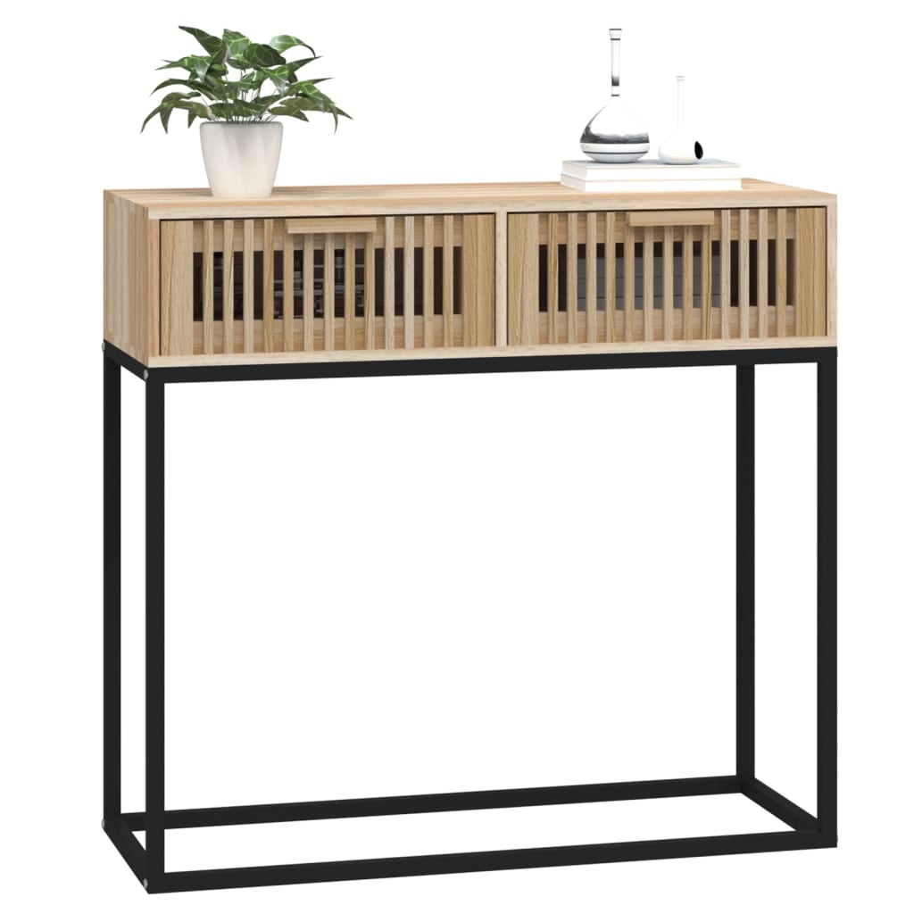 vidaXL Mesa consola hierro y madera contrachapada 80x30x75 cm