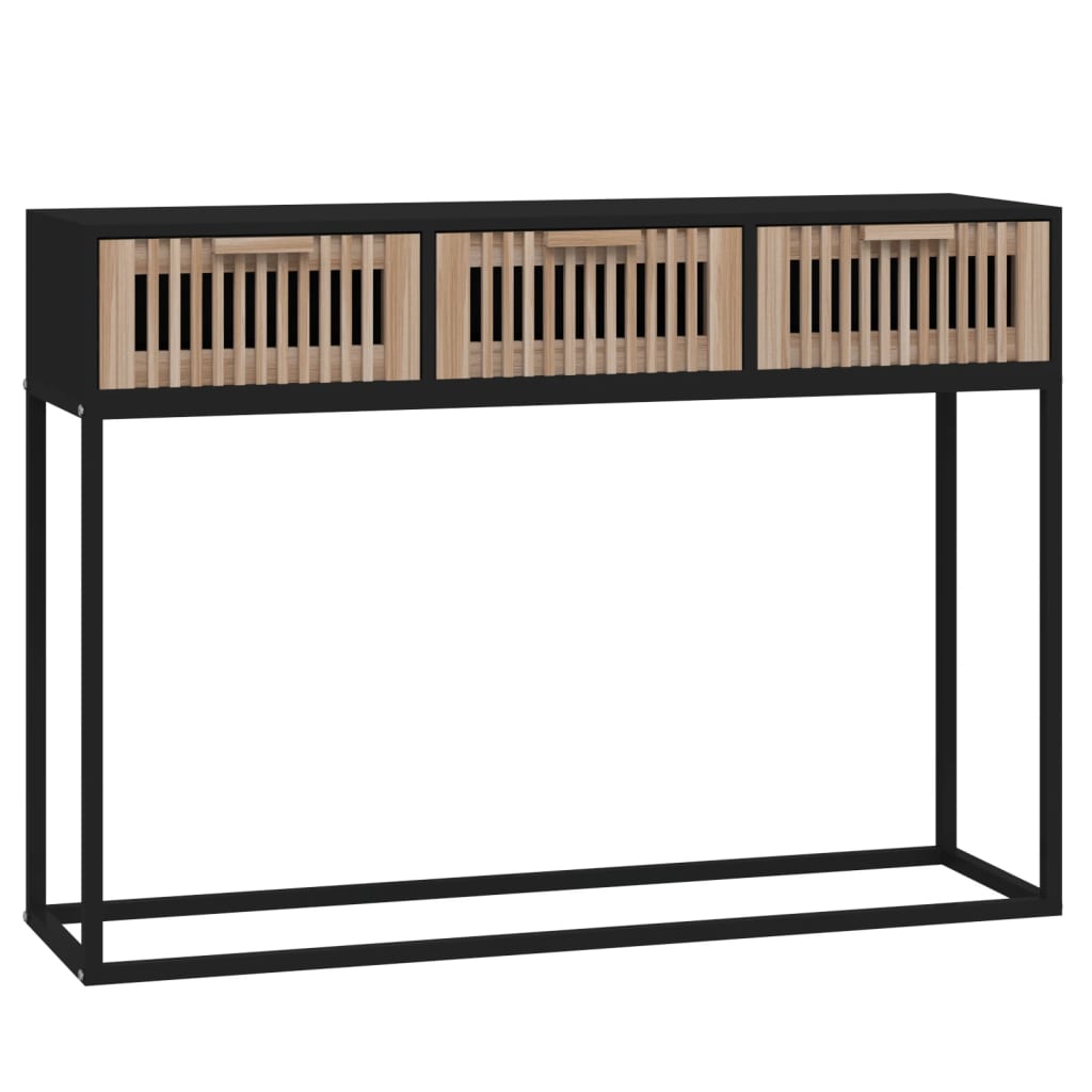 vidaXL Mesa consola hierro y madera contrachapada negro 105x30x75 cm