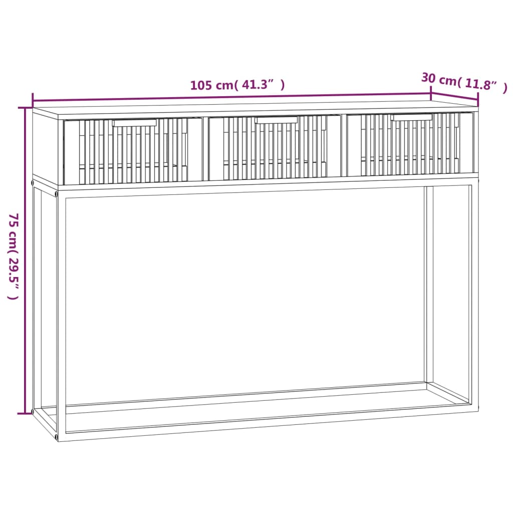 vidaXL Mesa consola hierro y madera contrachapada negro 105x30x75 cm