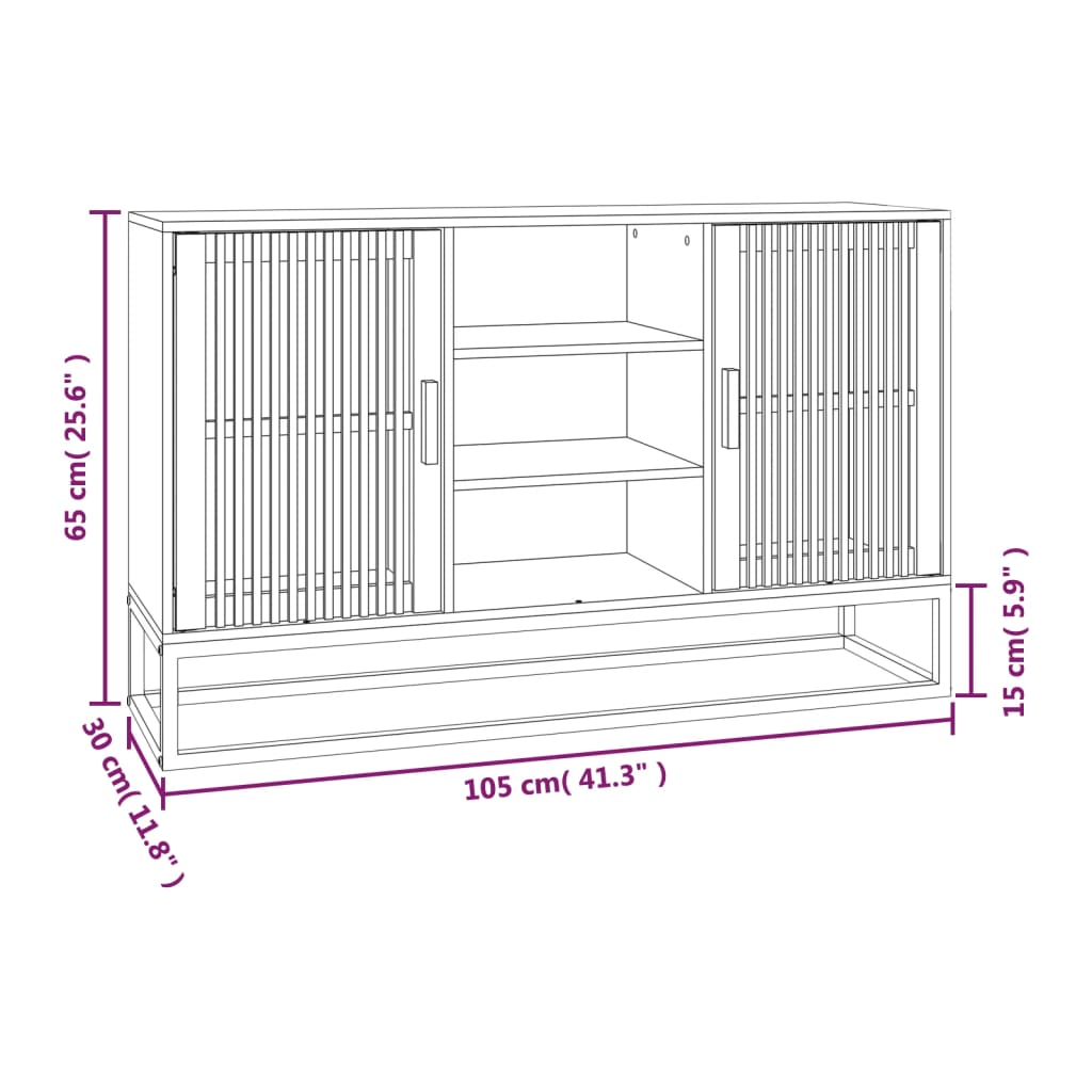 vidaXL Aparador de madera contrachapada negro 105x30x65 cm