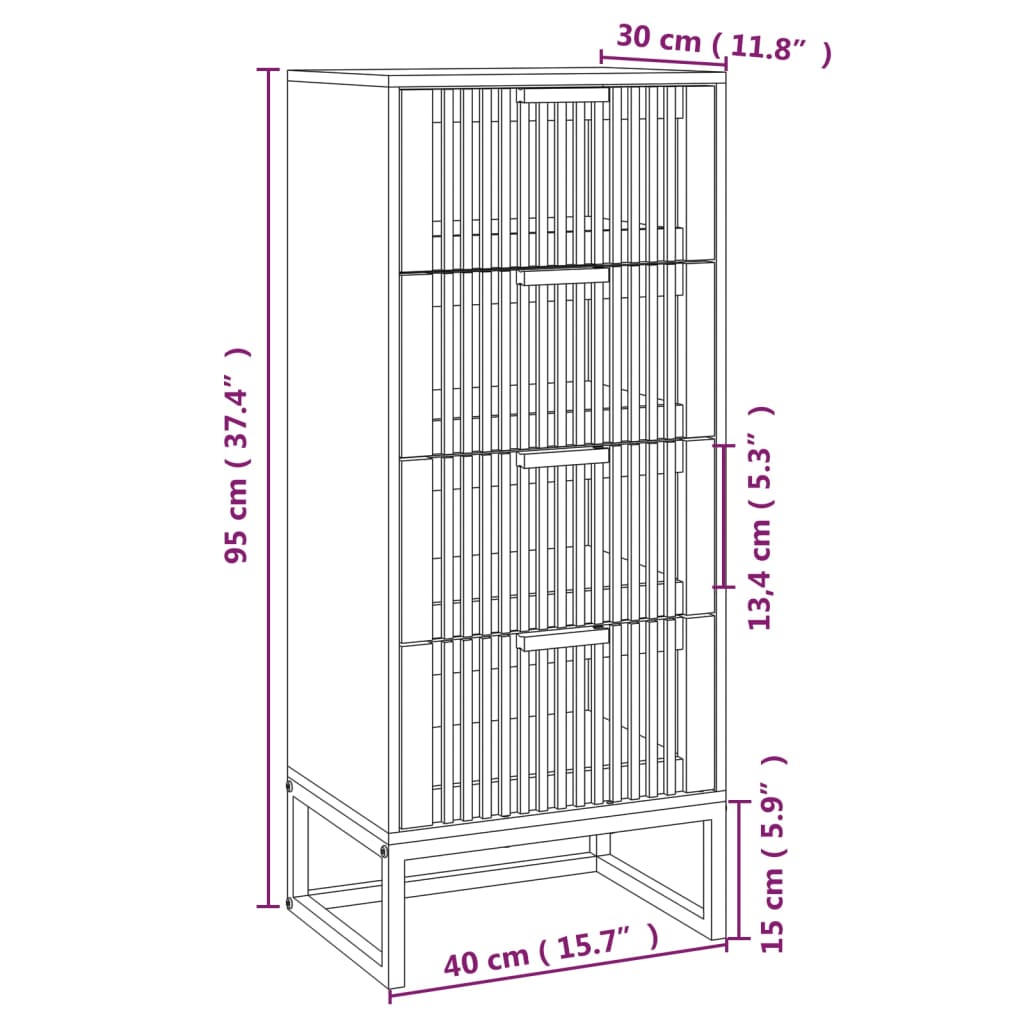 vidaXL Aparador alto madera contrachapada blanco 40x30x95 cm