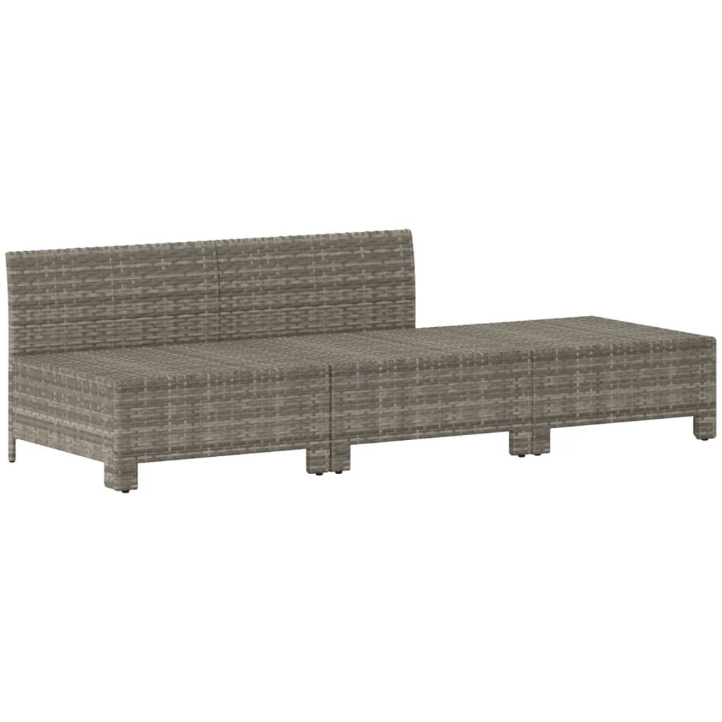 vidaXL Set de muebles de jardín 3 pzas y cojines ratán sintético gris