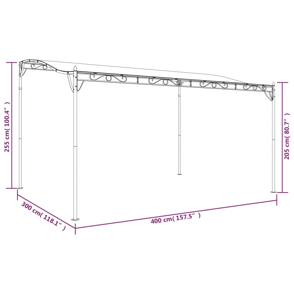 vidaXL Toldo acero y tela gris taupe 4x3 m 180 g/m²