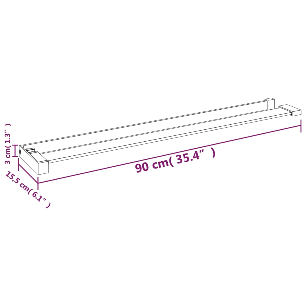 vidaXL Estante de pared de ducha aluminio cromado 90 cm