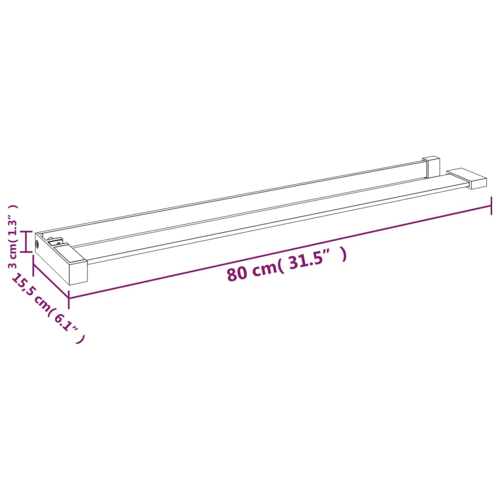 vidaXL Estante para pared de ducha aluminio blanco 80 cm