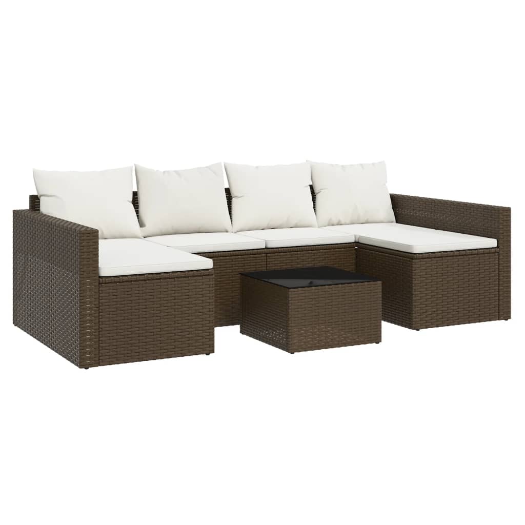 vidaXL Set muebles de jardín 2 piezas y cojines ratán sintético marrón