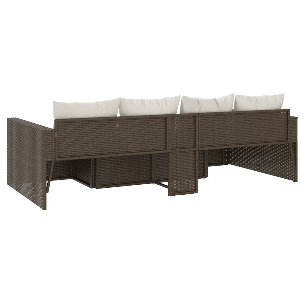 vidaXL Set muebles de jardín 2 piezas y cojines ratán sintético marrón