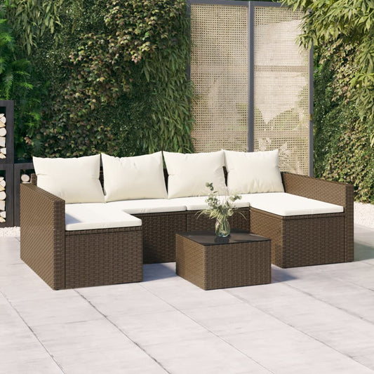 vidaXL Set muebles de jardín 2 piezas y cojines ratán sintético marrón