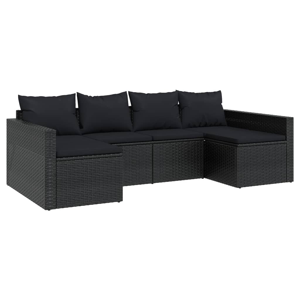 vidaXL Set de muebles de jardín 2 pzas y cojines ratán sintético negro