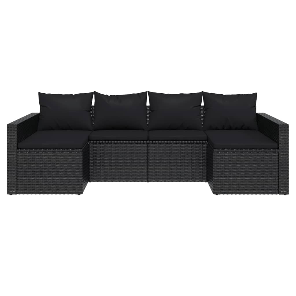 vidaXL Set de muebles de jardín 2 pzas y cojines ratán sintético negro