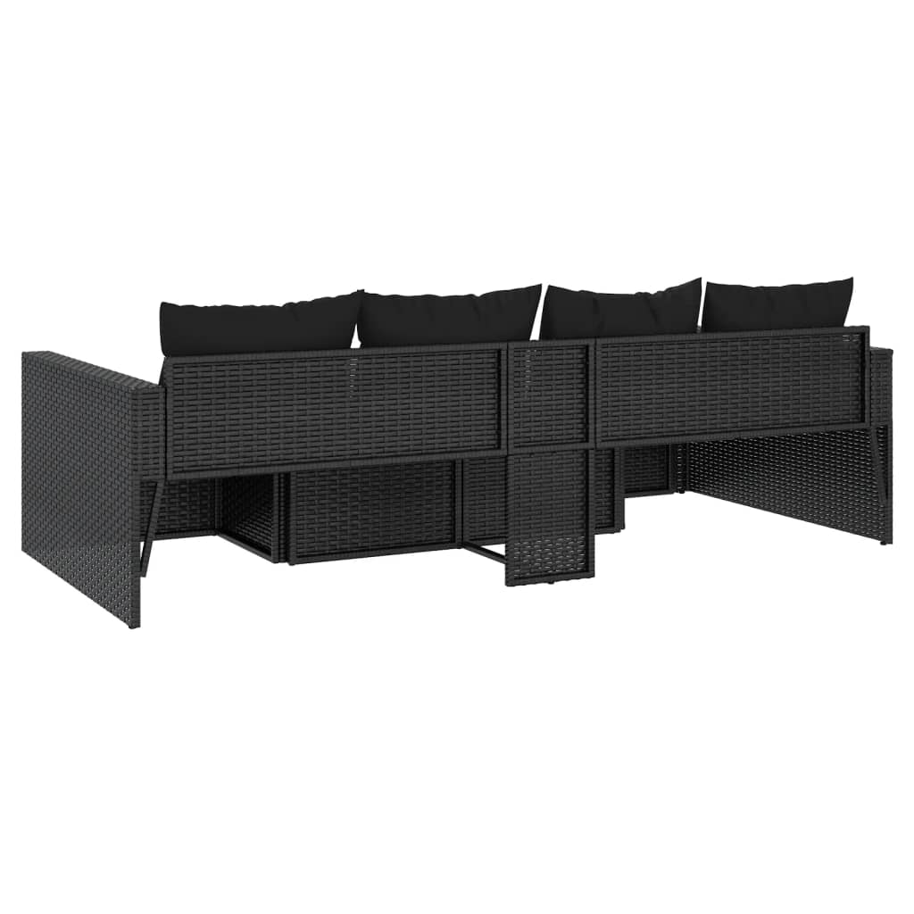 vidaXL Set de muebles de jardín 2 pzas y cojines ratán sintético negro