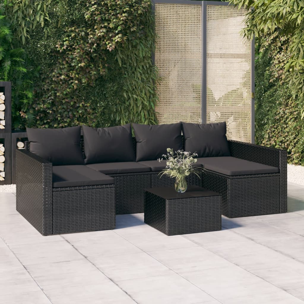 vidaXL Set de muebles de jardín 2 pzas y cojines ratán sintético negro