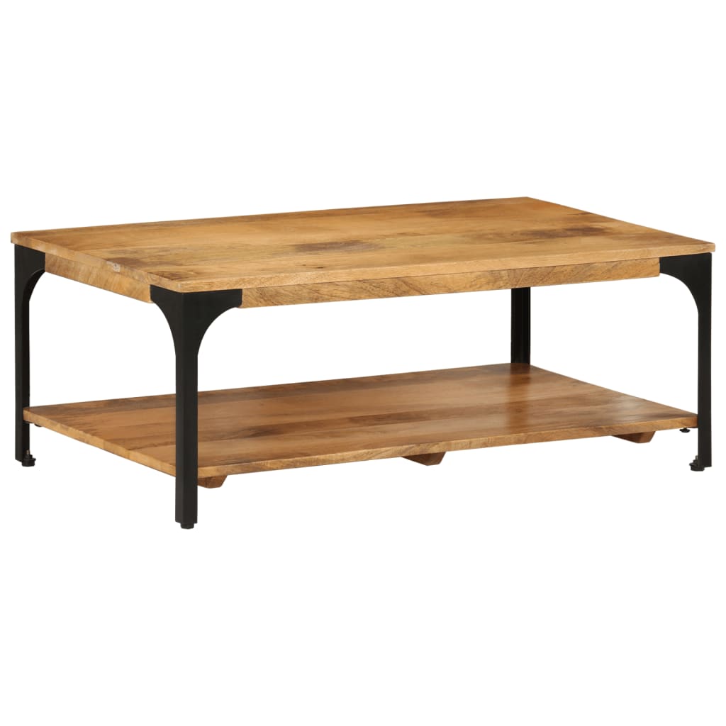 vidaXL Mesa de centro con 2 alturas acero y madera mango 100x55x38 cm