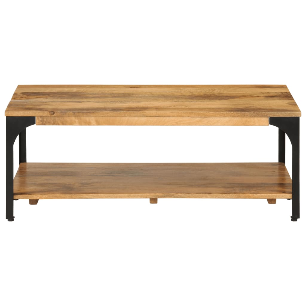 vidaXL Mesa de centro con 2 alturas acero y madera mango 100x55x38 cm