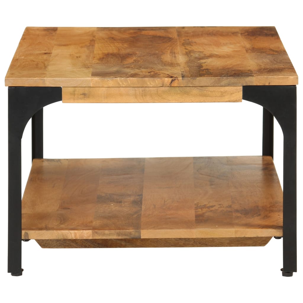 vidaXL Mesa de centro con 2 alturas acero y madera mango 100x55x38 cm