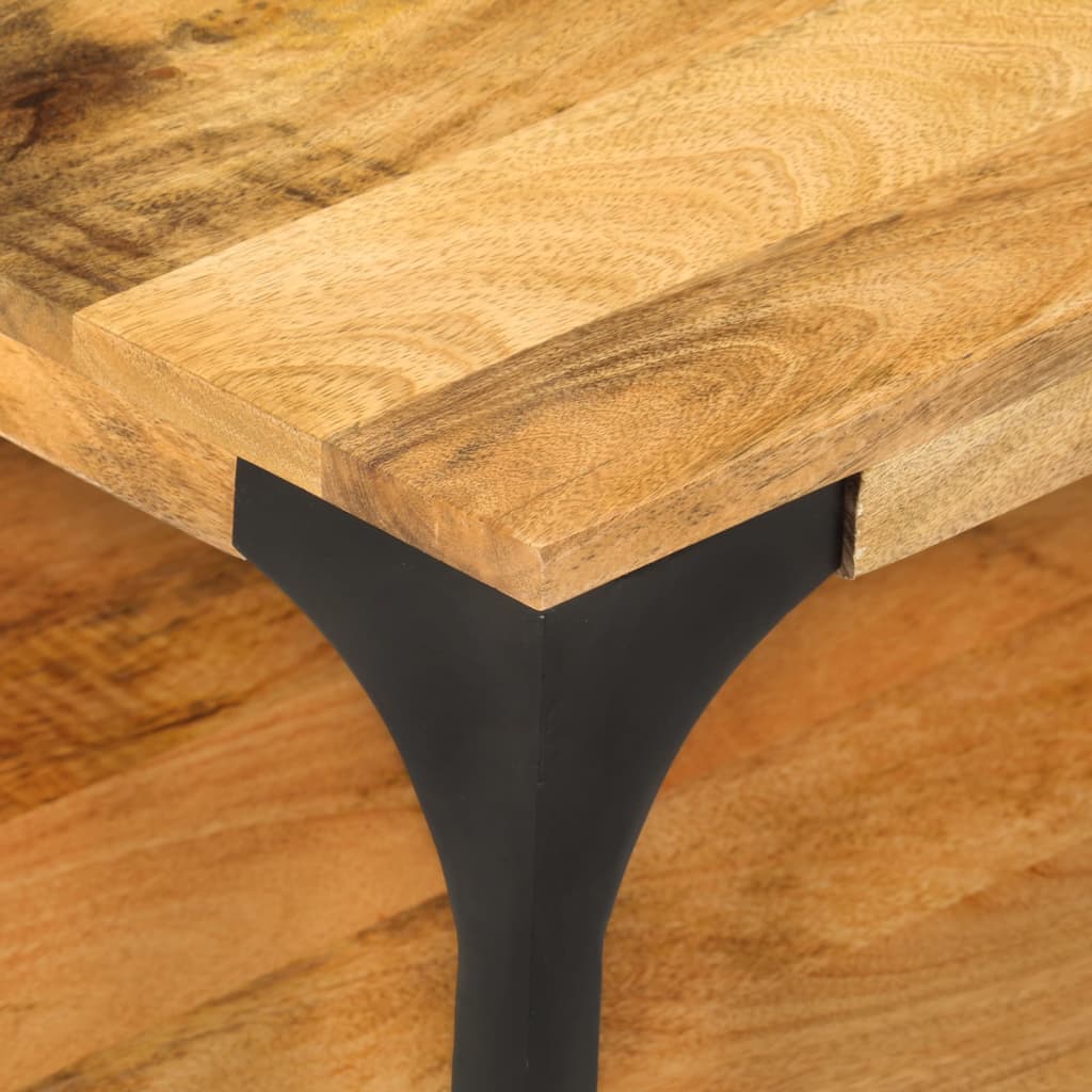 vidaXL Mesa de centro con 2 alturas acero y madera mango 100x55x38 cm