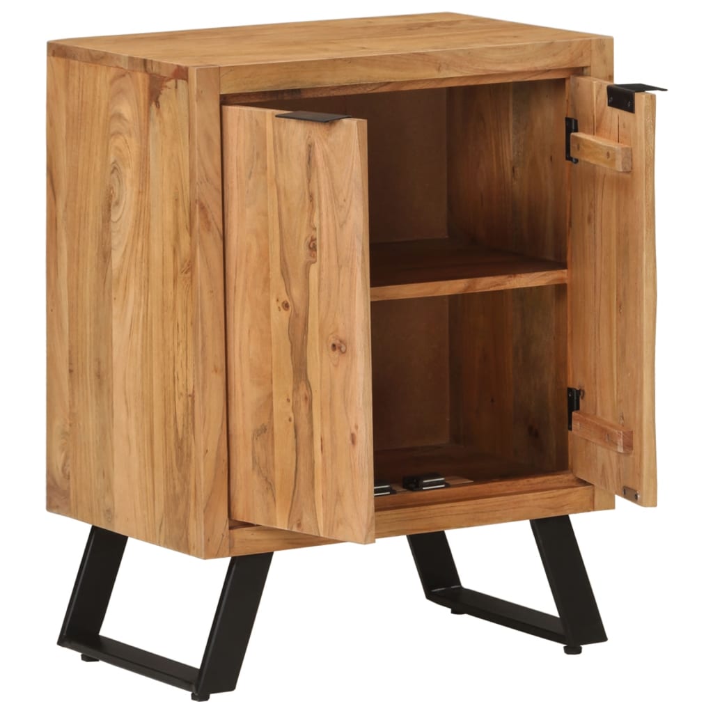 vidaXL Aparador con 2 puertas de madera maciza de acacia 55x36x72 cm