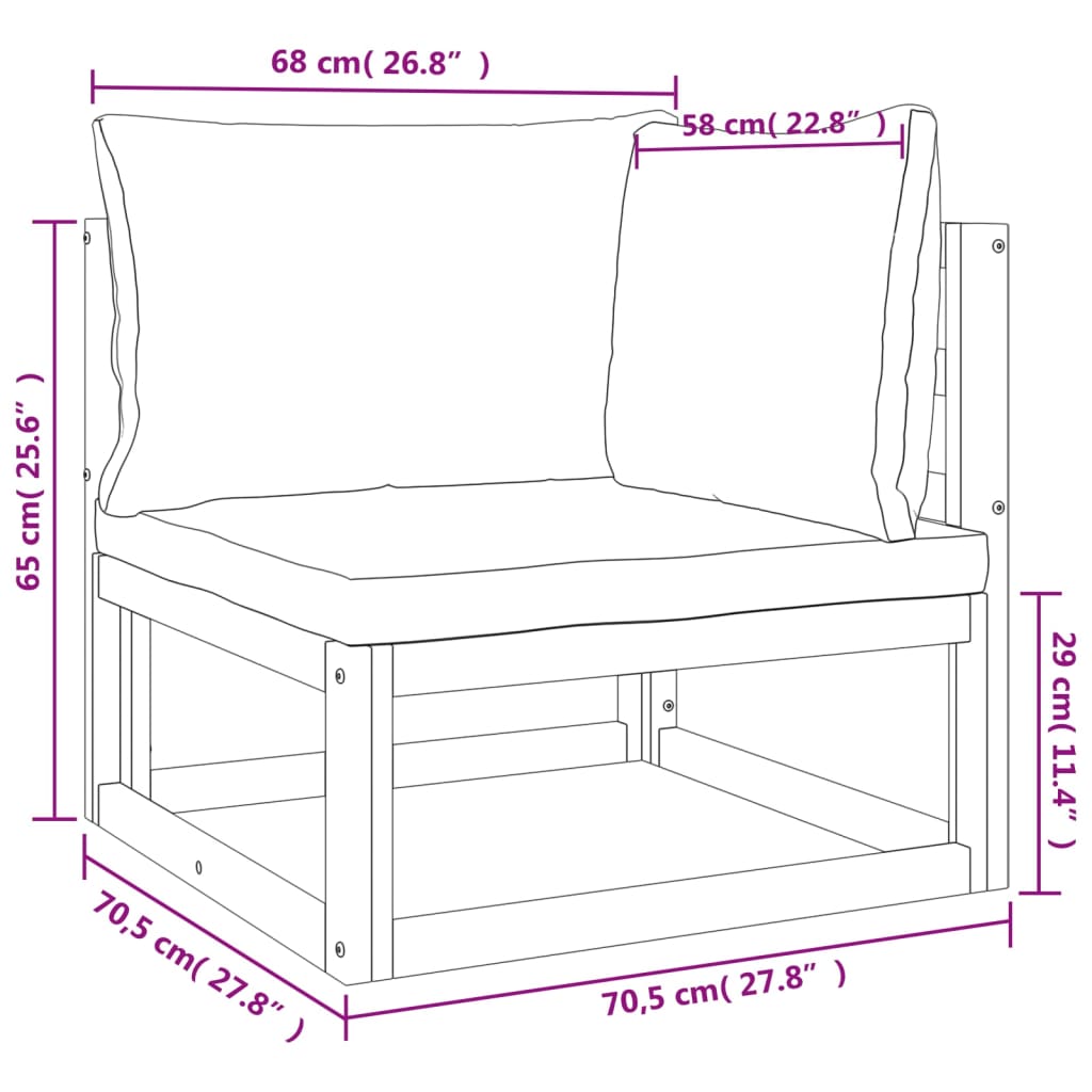 vidaXL Sofá esquinero modular 2 uds madera acacia y cojines gris claro