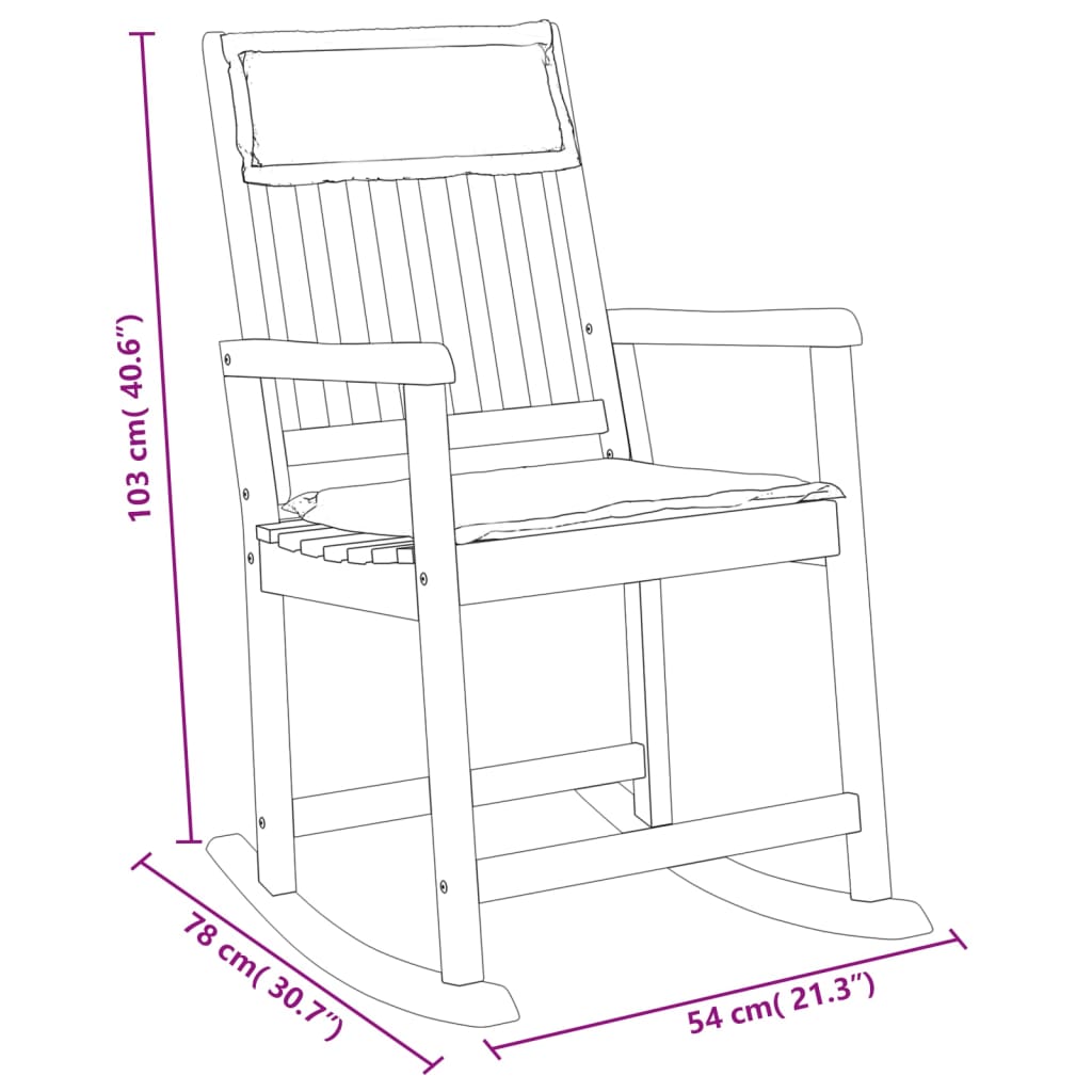 vidaXL Silla mecedora con cojines madera maciza acacia