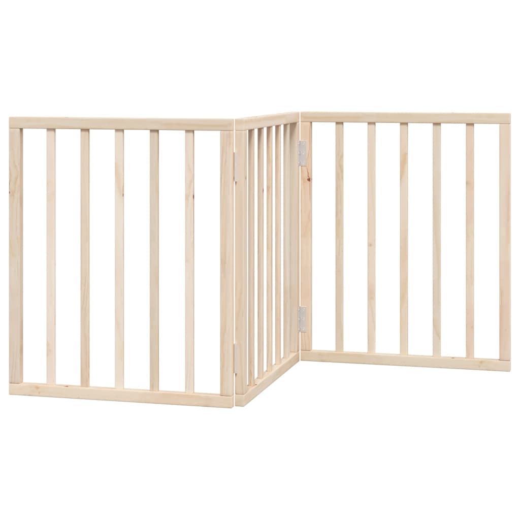 vidaXL Puerta para perros plegable 3 paneles madera de álamo 150 cm