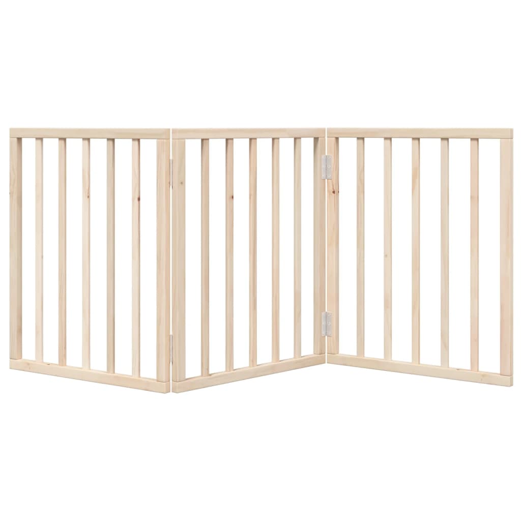 vidaXL Puerta para perros plegable 3 paneles madera de álamo 150 cm