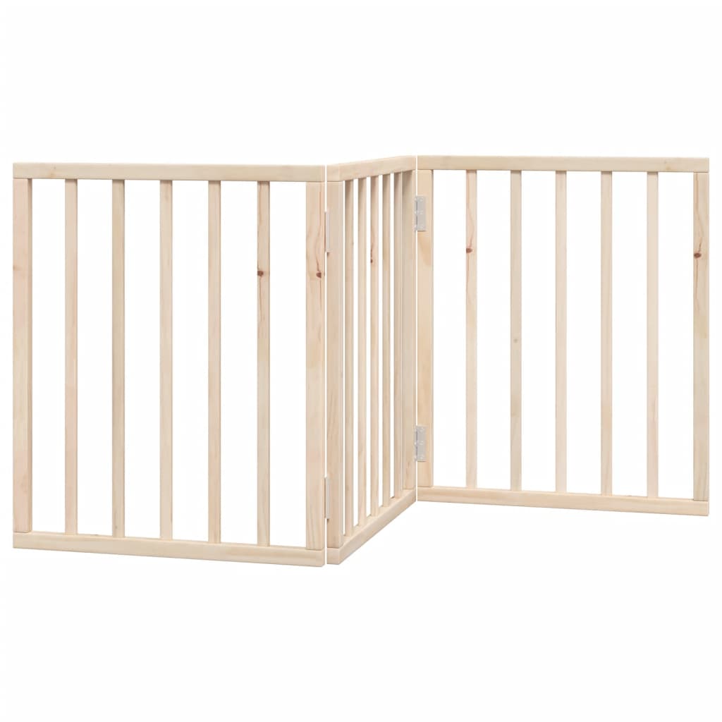 vidaXL Puerta para perros plegable 3 paneles madera de álamo 150 cm