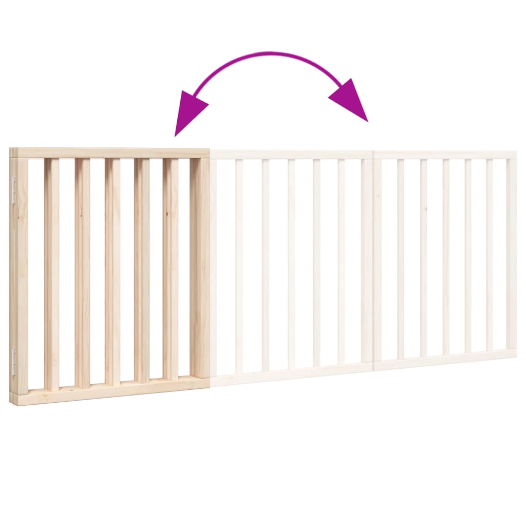 vidaXL Puerta para perros plegable 3 paneles madera de álamo 150 cm