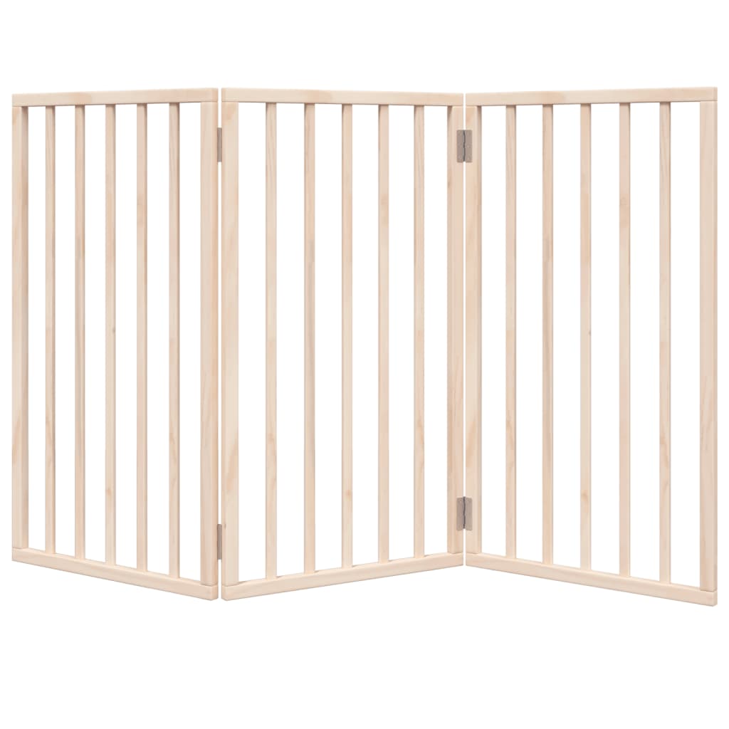 vidaXL Puerta para perros plegable 3 paneles madera de álamo 150 cm