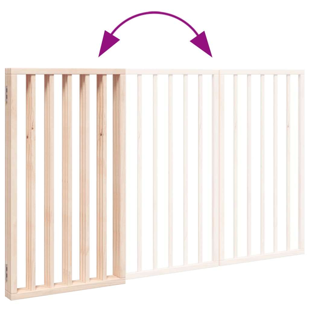 vidaXL Puerta para perros plegable 3 paneles madera de álamo 150 cm