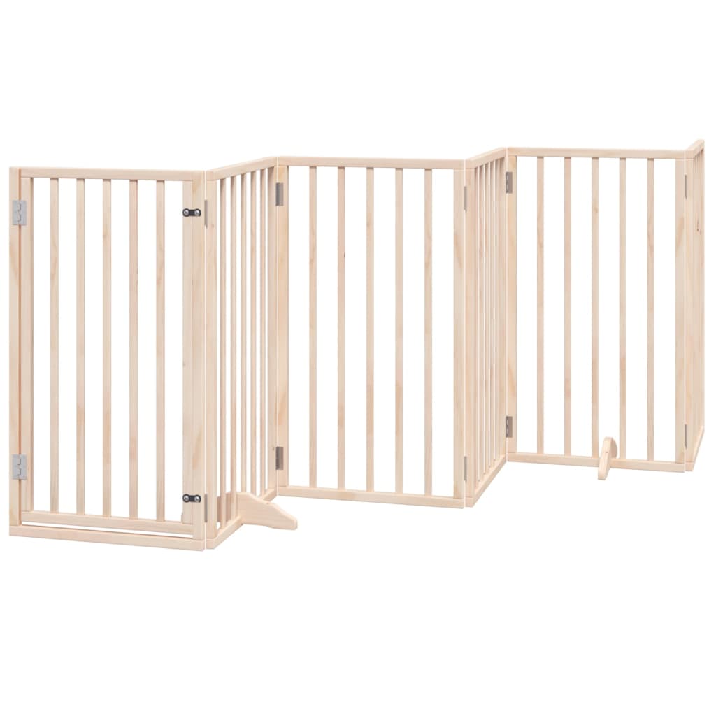 vidaXL Puerta para perros plegable 6 paneles madera de álamo 300 cm