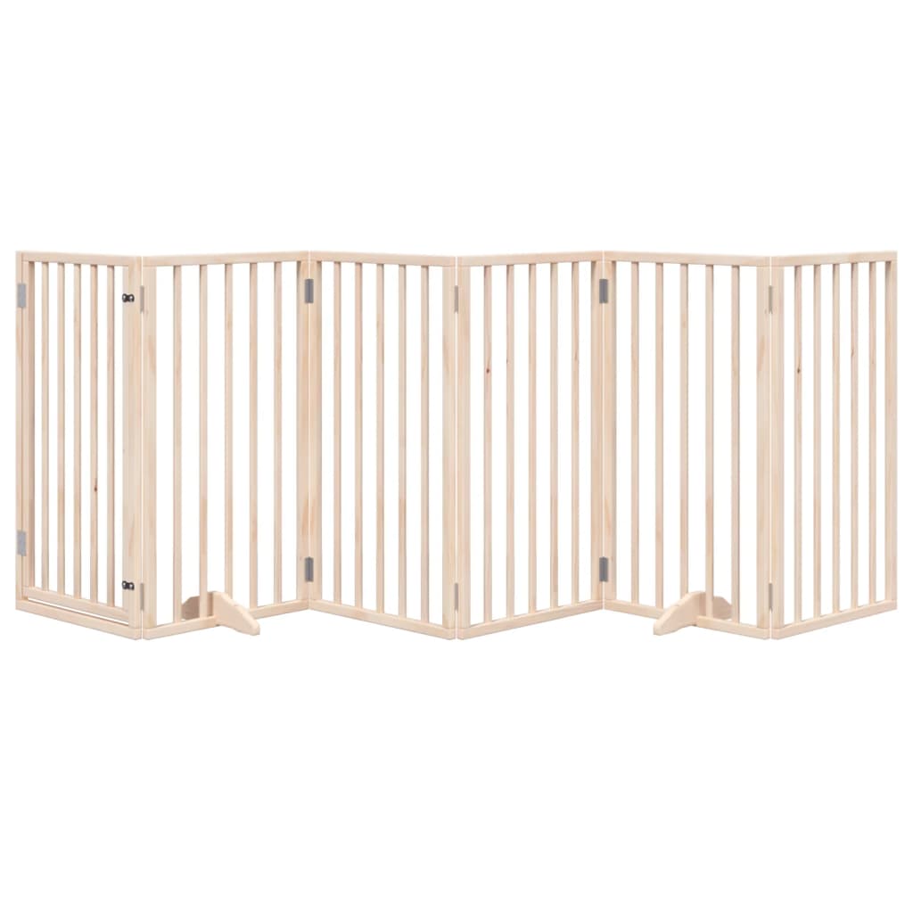 vidaXL Puerta para perros plegable 6 paneles madera de álamo 300 cm