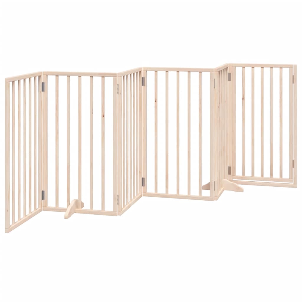 vidaXL Puerta para perros plegable 6 paneles madera de álamo 300 cm